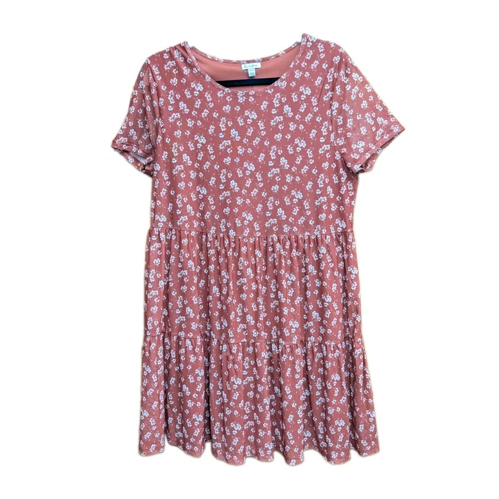 Lover Fire Women's Dress XL Semi Sheer Lined Tiered Ruffles Floral Church Work